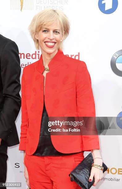 German author and film producer Katja Eichinger attends the Lola - German Film Award red carpet at Messe Berlin on April 27, 2018 in Berlin, Germany.