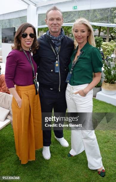 Ana Aznar Botella, Gary Kemp and Tamara Beckwith attend the ABB FIA Formula E Qatar Airways Paris E-Prix 2018 on April 28, 2018 in Paris, France.