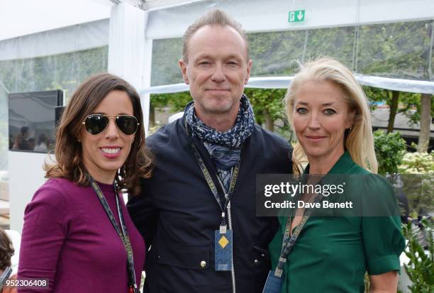 Ana Aznar Botella, Gary Kemp and Tamara Beckwith attend the ABB FIA Formula E Qatar Airways Paris E-Prix 2018 on April 28, 2018 in Paris, France.