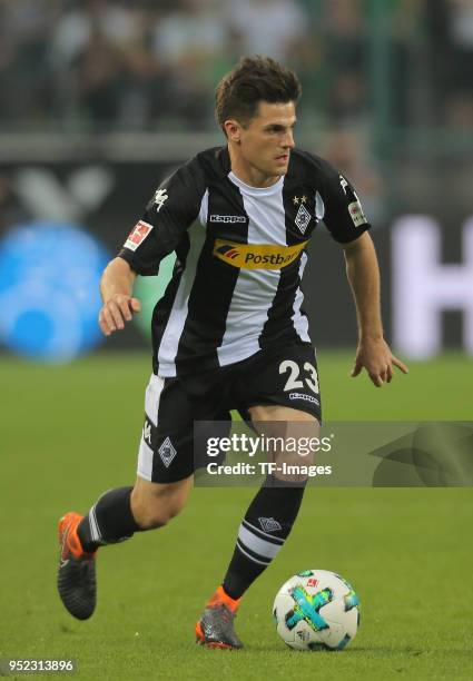 Jonas Hofmann of Moenchengladbach controls the ball during the Bundesliga match between Borussia Moenchengladbach and VfL Wolfsburg at Borussia-Park...