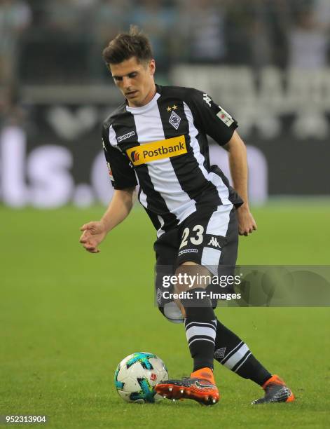 Jonas Hofmann of Moenchengladbach controls the ball during the Bundesliga match between Borussia Moenchengladbach and VfL Wolfsburg at Borussia-Park...