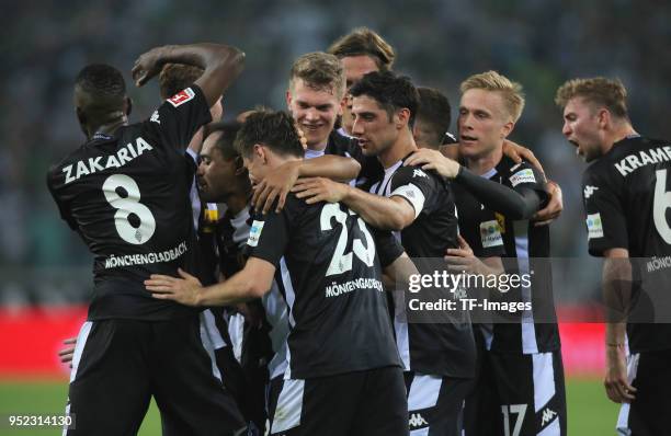 Denis Zakaria of Moenchengladbach, Raffael of Moenchengladbach, Jonas Hofmann of Moenchengladbach, Matthias Ginter of Moenchengladbach, Lars Stindl...