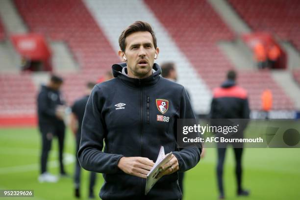 Charlie Daniels of Bournemouth before the Premier League match between Southampton and AFC Bournemouth at St Mary's Stadium on April 28, 2018 in...