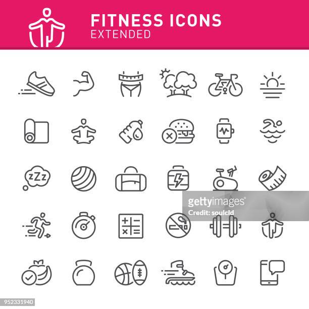 fitness-ikonen  - heimtrainer stock-grafiken, -clipart, -cartoons und -symbole