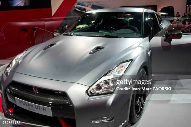 La Nissan GTR Nismo presentee sur le stand Nissan pendant le Mondial de l'Automobile, a Paris en France le 2 octobre 2014.