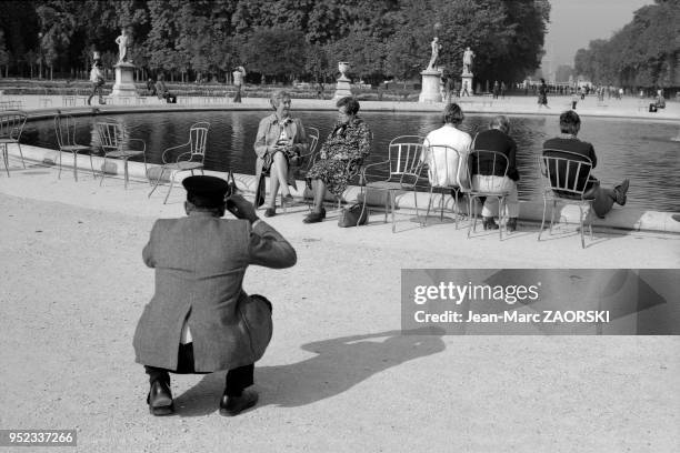 Dans le jardin des Tuileries, dans le 1?? arrondissement, à Paris, en France le 8 octobre 1978. Le jardin des Tuileries est classé au titre des...