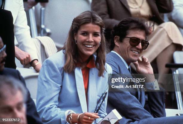 Caroline de Monaco et Philippe Junot lors du tournoi Pro-Célébrités, le 3 février 1980 aux Etats-Unis.
