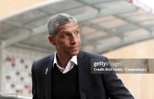 Brighton & Hove Albion manager Chris Hughton arrives at Turf Moor ahead of kick-off during the Premier League match between Burnley and Brighton and...