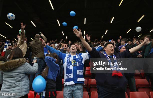 Blackburn Rovers supporters enjoy the atmosphere prior to the Sky Bet League One match between Charlton Athletic and Blackburn Rovers at The Valley...