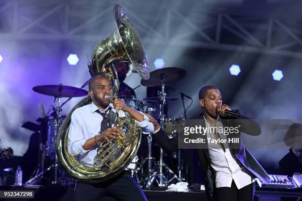 Kirk Franklin and The Roots perform during The Concert for Peace and Justice celebrating the opening of The Legacy Museum at Riverwalk Amphitheater...