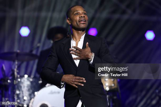 Kirk Franklin and The Roots perform during The Concert for Peace and Justice celebrating the opening of The Legacy Museum at Riverwalk Amphitheater...