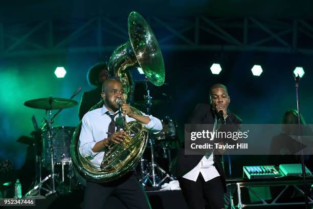 Kirk Franklin and The Roots perform during The Concert for Peace and Justice celebrating the opening of The Legacy Museum at Riverwalk Amphitheater...