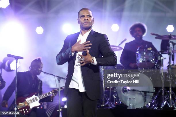 Kirk Franklin and The Roots perform during The Concert for Peace and Justice celebrating the opening of The Legacy Museum at Riverwalk Amphitheater...