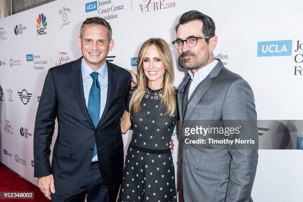 Paul Telegdy, Dana Walden and Ty Burrell attend Taste for a Cure at Regent Beverly Wilshire Hotel on April 27, 2018 in Beverly Hills, California.