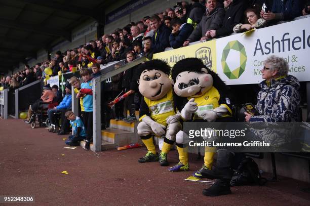 Team mascots are seen in the crowd ahead of the Sky Bet Championship match between Burton Albion and Bolton Wanderers at Pirelli Stadium on April 28,...