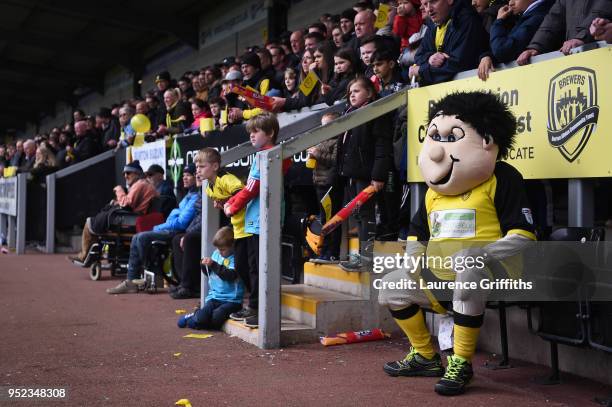 Team mascots are seen in the crowd ahead of the Sky Bet Championship match between Burton Albion and Bolton Wanderers at Pirelli Stadium on April 28,...