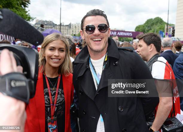 Nicki Shields and Luke Evans attend the ABB FIA Formula E Qatar Airways Paris E-Prix 2018 on April 28, 2018 in Paris, France.