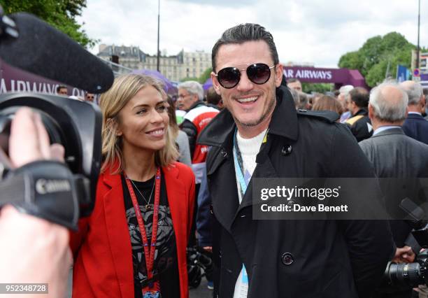 Nicki Shields and Luke Evans attend the ABB FIA Formula E Qatar Airways Paris E-Prix 2018 on April 28, 2018 in Paris, France.