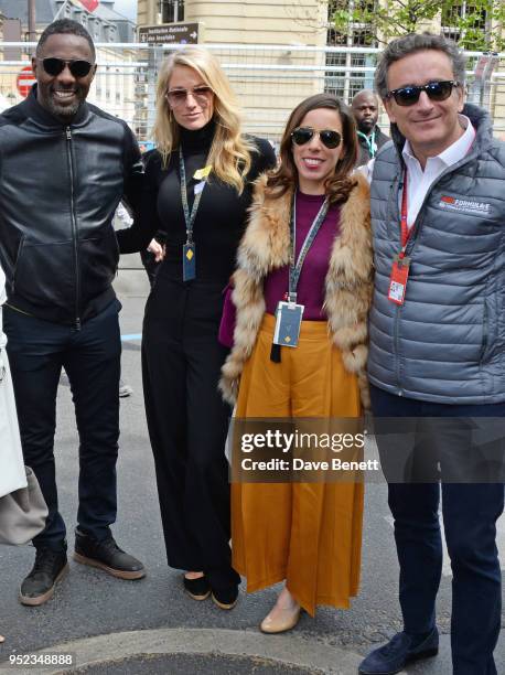 Idris Elba, Elaine Irwin, Ana Aznar Botella and Formula E CEO Alejandro Agag attend the ABB FIA Formula E Qatar Airways Paris E-Prix 2018 on April...