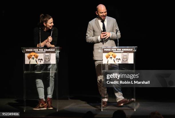 Whitney Cummings and Paul Scheer host "Wait Wait... Don't Kill Me-2" at The Broad Stage on April 27, 2018 in Santa Monica, California.