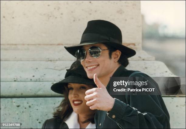 Michael Jackson with Lisa Marie Presley in Versailles, 1994.