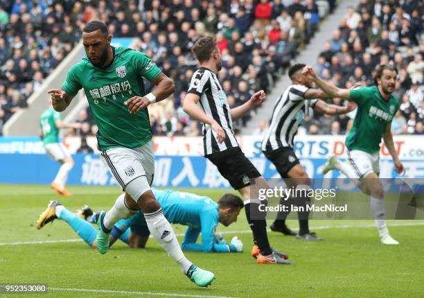 Matt Phillips of West Bromwich Albion celebrates after scoring his sides first goal during the Premier League match between Newcastle United and West...