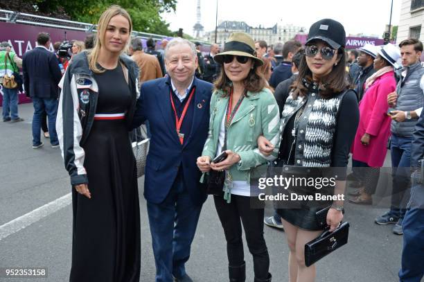 Carmen Jorda, Jean Todt, President of the FIA, Michelle Yeoh and guest attend the ABB FIA Formula E Qatar Airways Paris E-Prix 2018 on April 28, 2018...