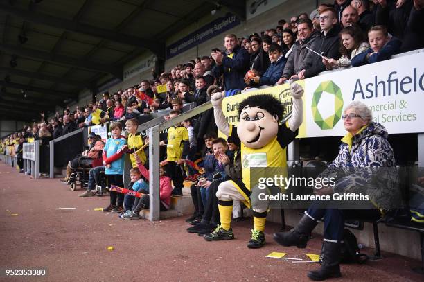 Burton Albion Mascot Billy celebrates after his sides first goal during the Sky Bet Championship match between Burton Albion and Bolton Wanderers at...