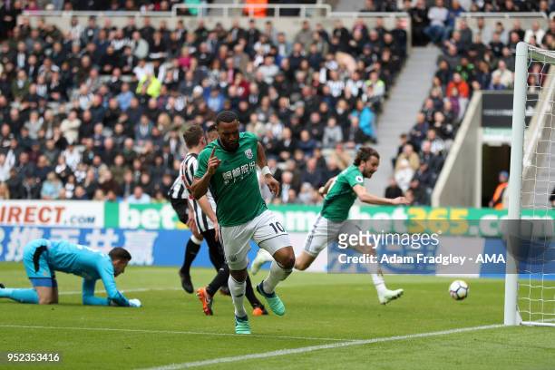 Matt Phillips of West Bromwich Albion scores a goal to make it 0-1 during the Premier League match between Newcastle United and West Bromwich Albion...