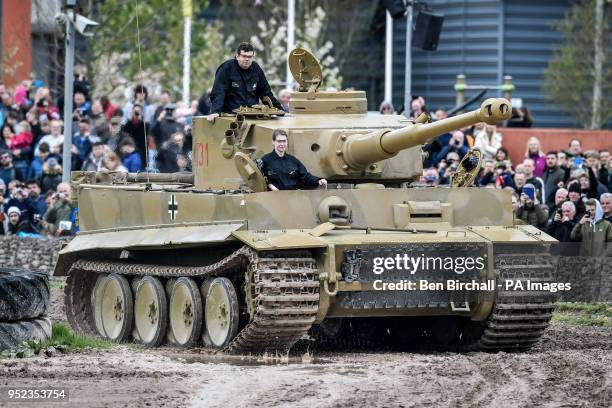 The only working Tiger 1 tank in the world, Tiger 131, drives around the tank course at the Tank Museum in Bovington, Dorset, as the attraction hosts...