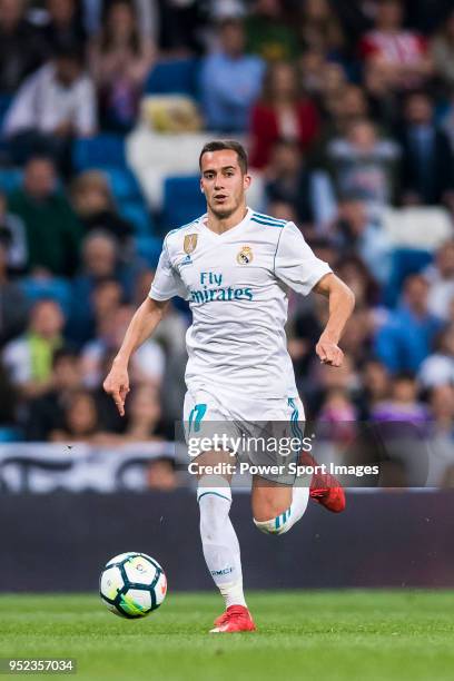 Lucas Vazquez of Real Madrid in action during the La Liga match between Real Madrid and Athletic Club at Estadio Santiago Bernabeu on April 18, 2018...