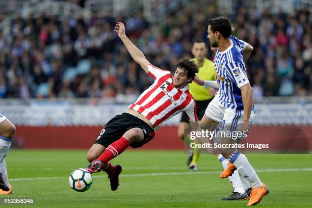 Mikel San Jose of Athletic Bilbao, Asier Illarramendi of Real Sociedad during the La Liga Santander match between Real Sociedad v Athletic de Bilbao...