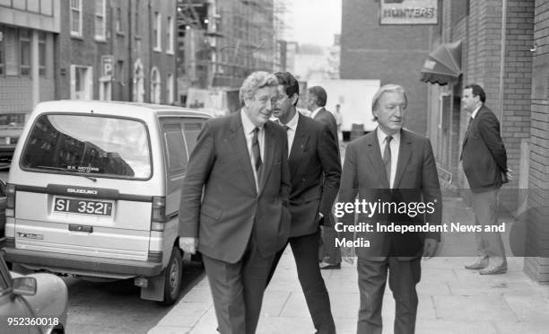 Taoiseach Charlie Haughey, Tanaiste Dick Spring and Former Taoiseach Garret Fitzgerald at the Official Opening of the RTÉ Dail Studio in St Fredrick...
