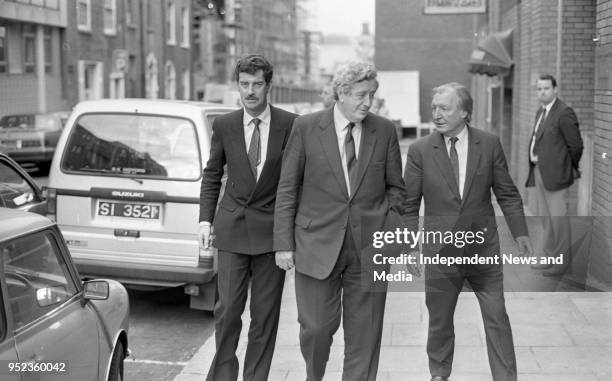 Taoiseach Charlie Haughey, Tanaiste Dick Spring and Former Taoiseach Garret Fitzgerald at the Official Opening of the RTÉ Dail Studio in St Fredrick...