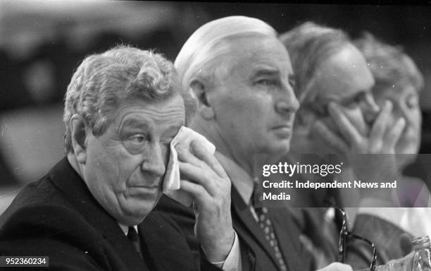 Fine Gael Ard Fheis, Taoiseach Garret Fitzgerald in the RDS, Dublin, .