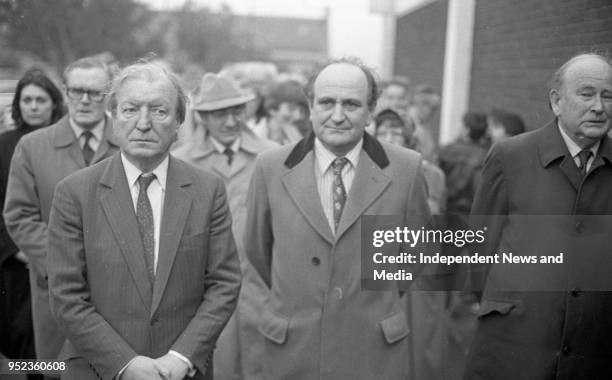 Charles Haughey Leader of Fianna Fail at the Funeral of Irish Army General, Lt General Michael Joseph Costello at St Anthony's Church, Clontarf,...