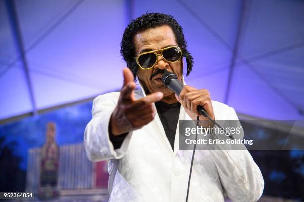 Bobby Rush performs at Fair Grounds Race Course on April 27, 2018 in New Orleans, Louisiana.