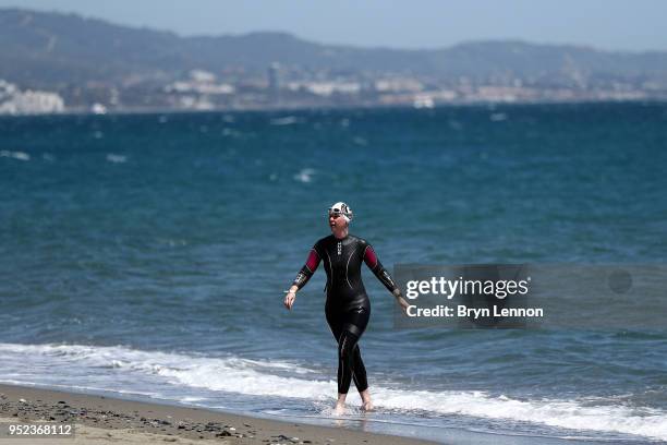 Athletes arrive in Puerto Banus ahead of IRONMAN 70.3 Marbella on April 28, 2018 in Marbella, Spain.