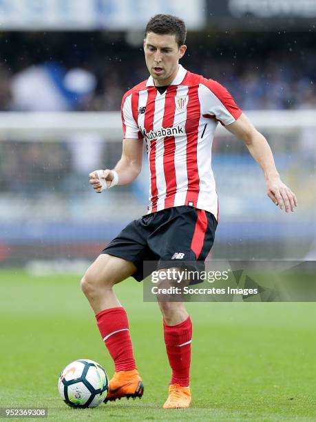 Mikel San Jose of Athletic Bilbao during the La Liga Santander match between Real Sociedad v Athletic de Bilbao at the Estadio Anoeta on April 28,...