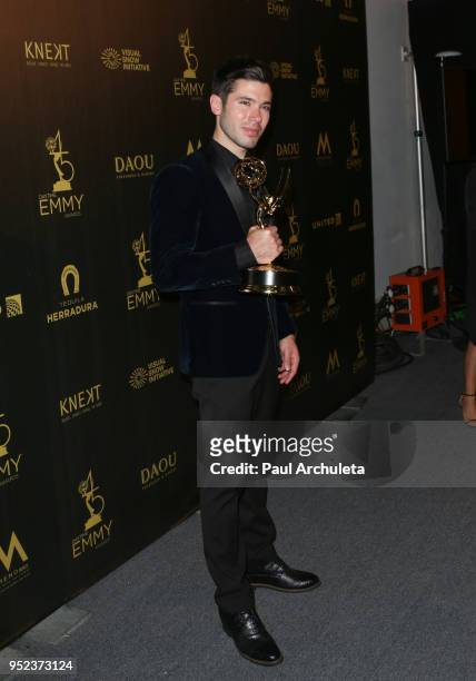 Actor Kristos Andrews attends the press room at the 45th Annual Daytime Creative Arts Emmy Awards at the Pasadena Civic Auditorium on April 27, 2018...