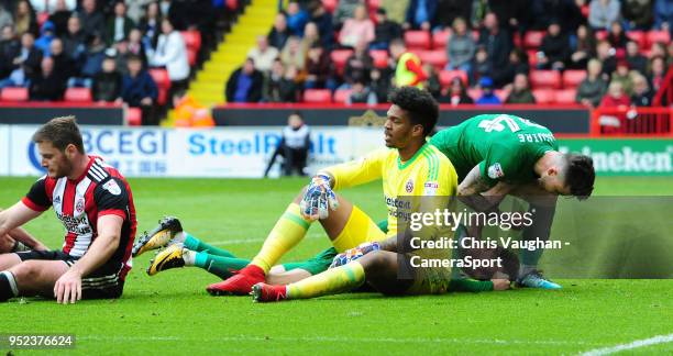 Preston North End's Alan Browne celebrates scoring the opening goal with team-mate Sean Maguire during the Sky Bet Championship match between...