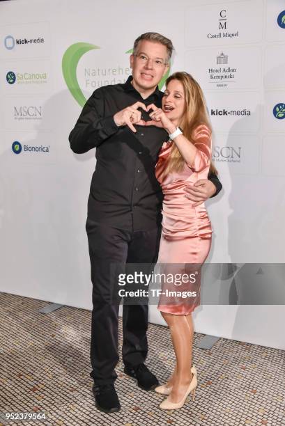 Frank Thelen and his wife Nathalie Thelen-Sattler attend the Leon Heart Foundation Charity Dinner at Hotel Adlon Kempinski on April 20, 2018 in...