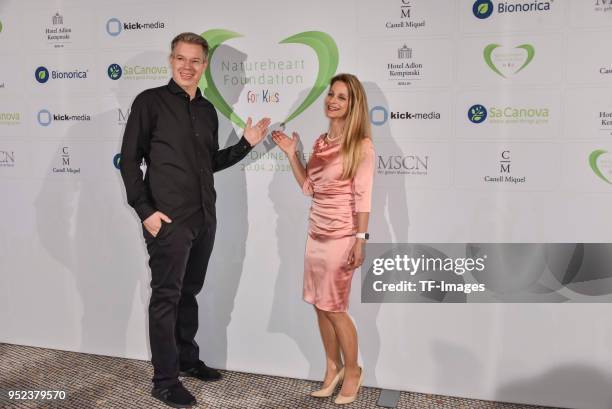 Frank Thelen and his wife Nathalie Thelen-Sattler attend the Leon Heart Foundation Charity Dinner at Hotel Adlon Kempinski on April 20, 2018 in...