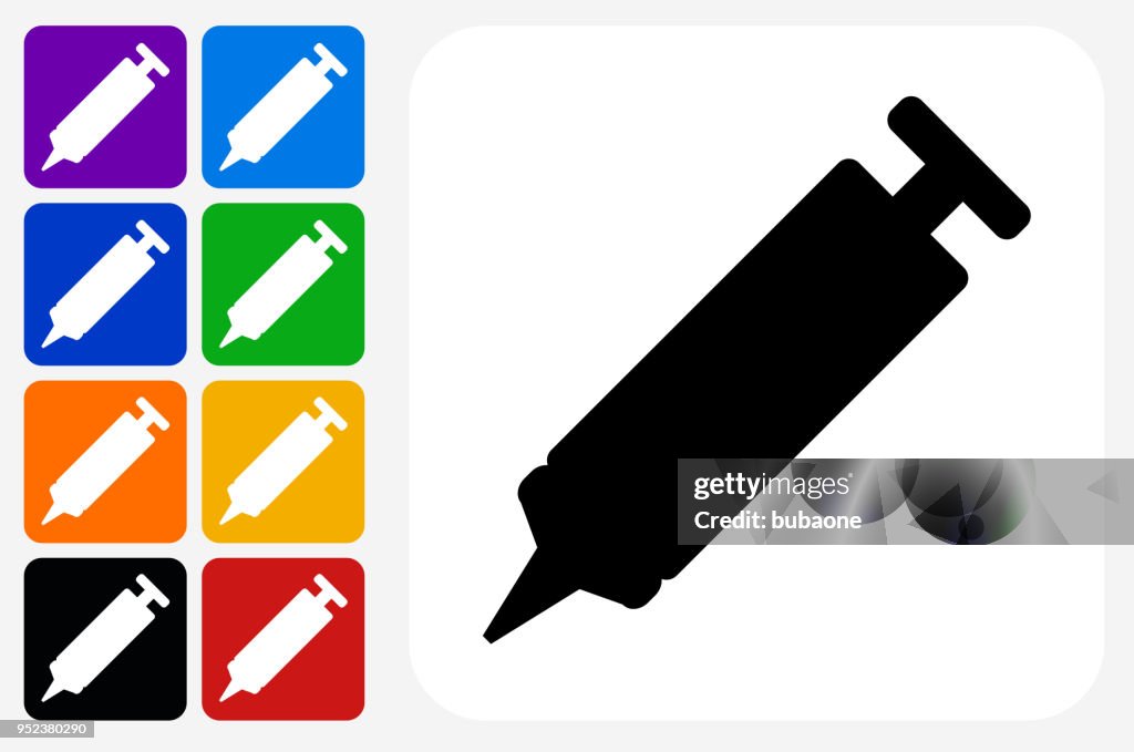 Silicone and Glue Sealant Icon Square Button Set