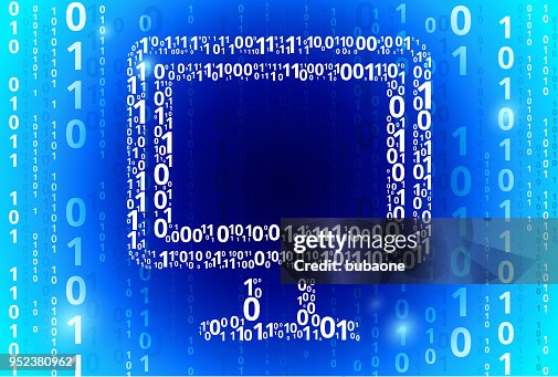 Computer Monitor Binary Code Blue Vector Pattern Background High-Res ...