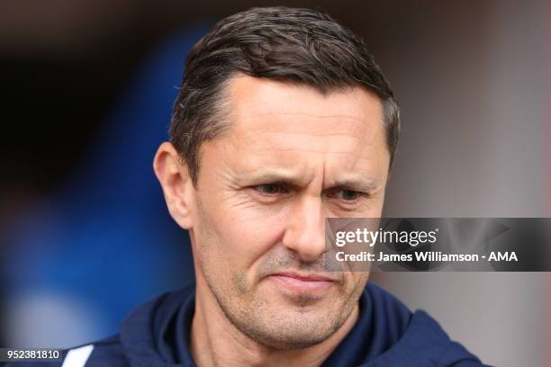 Shrewsbury Town manager Paul Hurst during the Sky Bet League One match between Blackpool and Shrewsbury Town at Bloomfield Road on April 28, 2018 in...