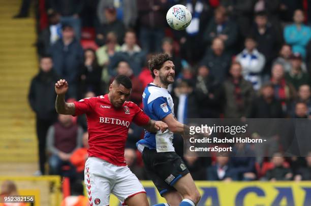 Blackburn Rovers' Charlie Mulgrew and Charlton Athletic's Josh Magennis during the Sky Bet League One match between Charlton Athletic and Blackburn...