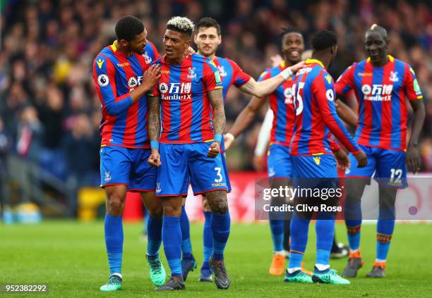 Patrick van Aanholt of Crystal Palace celebrates after scoring his sides fourth goal during the Premier League match between Crystal Palace and...