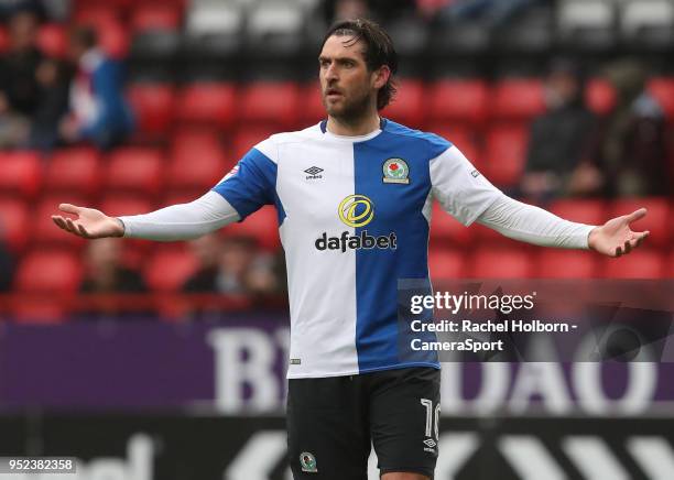 Blackburn Rovers' Danny Graham during the Sky Bet League One match between Charlton Athletic and Blackburn Rovers at The Valley on April 28, 2018 in...