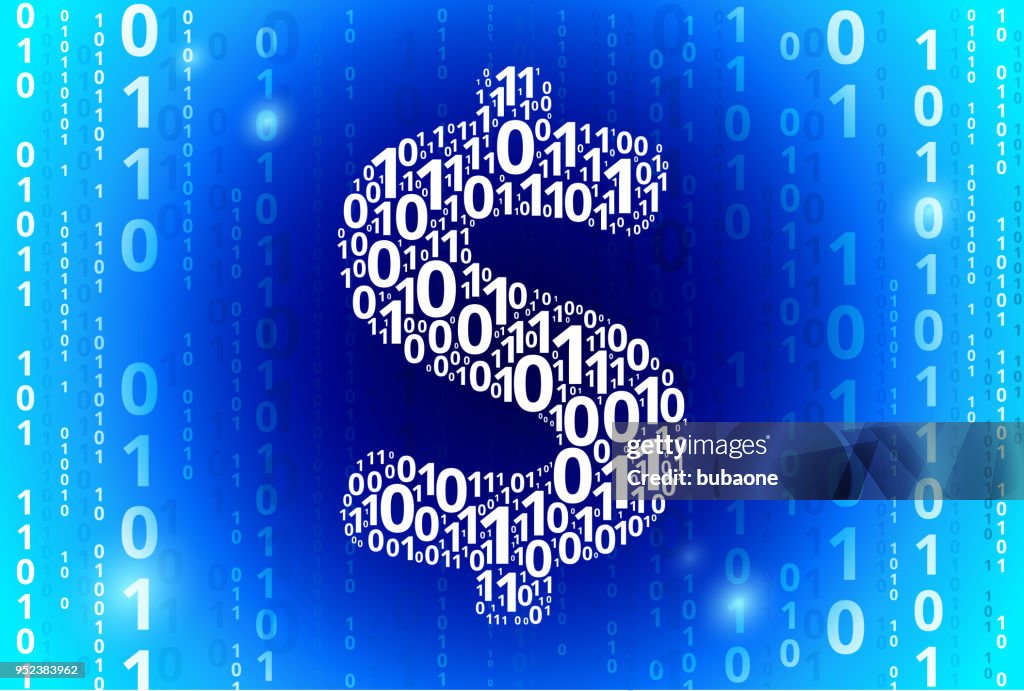 Dollar Sign Binary Code Blue Vector Pattern Background High-Res Vector ...
